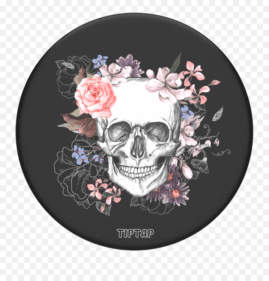 Pick A Tiptap - Flower Art Day Of The Dead Emoji,Flower Vs Footprints Skull Emoji