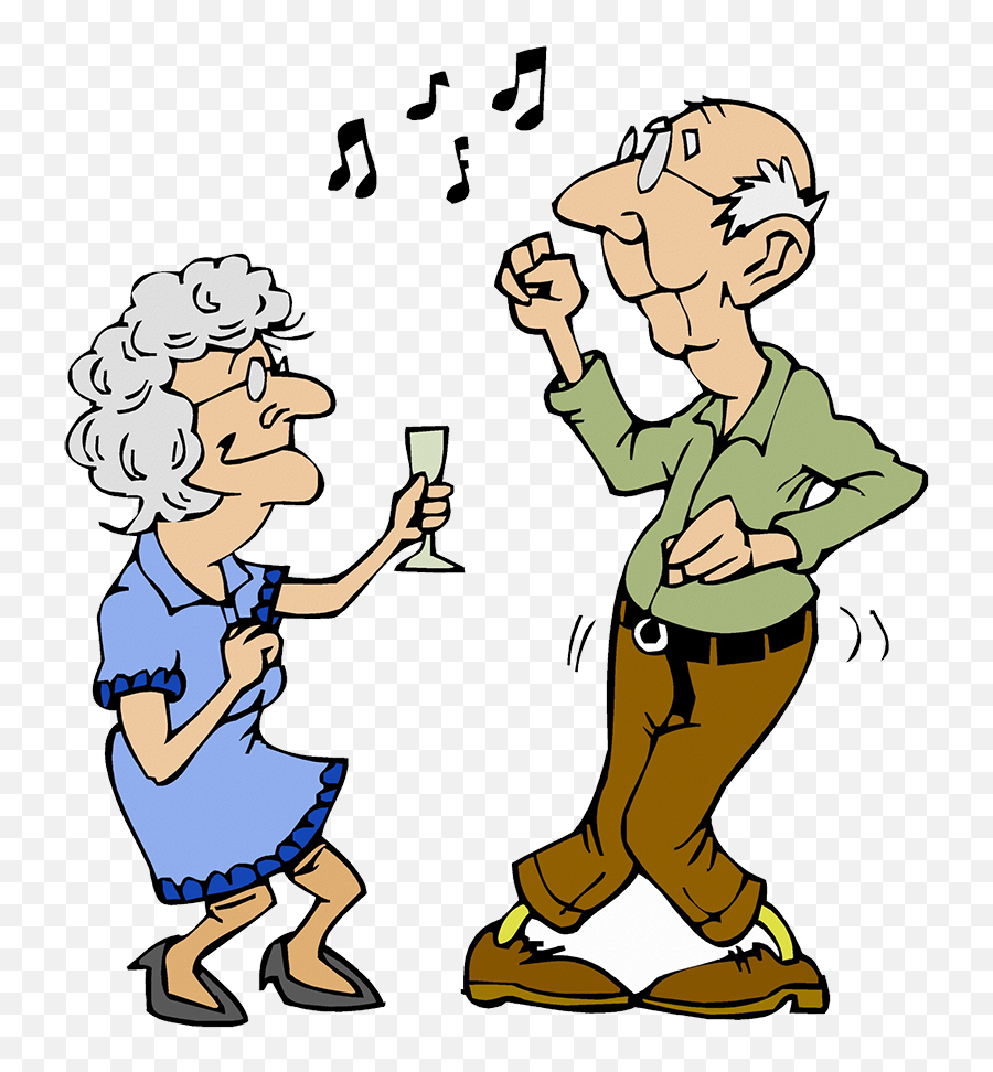 Dancing - Old Couple Cartoon Emoji,Dancing & Singing Emoticon