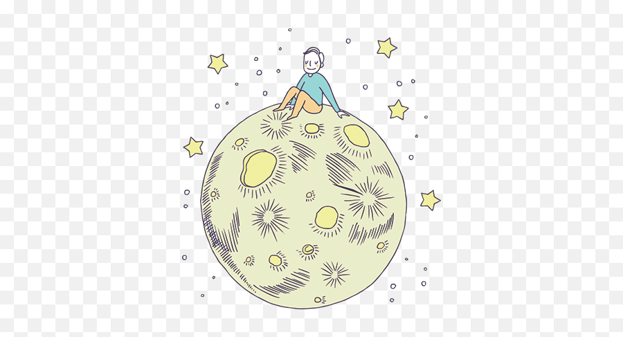 Moon Illustration Sticker - Maly Ksiaze Na Ksiezycu Emoji,Big Emoji Wall Stickers