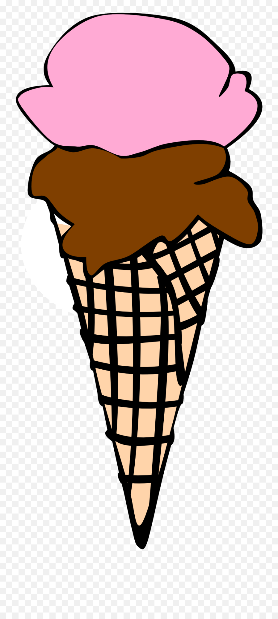 Drawing Of The Pink And Brown Ice Cream In The Cone Clipart Emoji,Emotion Cream