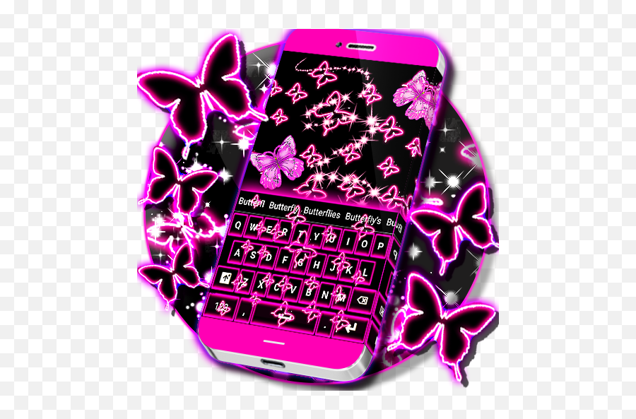 Neon Butterflies Keyboard For Android - Download Cafe Bazaar Butterfly Theme And Keyboard Emoji,Mermaid Emoji Android