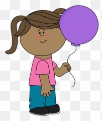 Balloon - Girl Holding A Balloon Clipart Full Size Png Clipart Cartoon Girl Holding Balloon Emoji,Girl Emoji Clipart