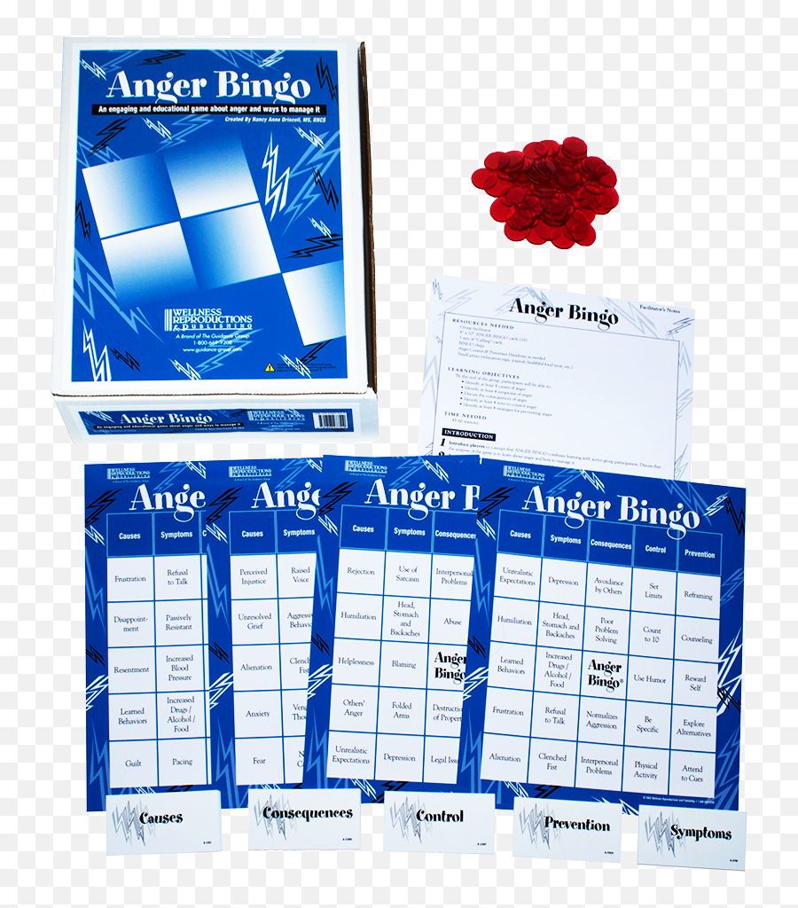 Anger Bingo Game For Adults - Game Emoji,Emotion And Anger Photo Cards To Help With Anger