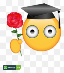 Erstauntes Emoji Mit Doktorhut Und Großen Augen Whatsapp - Matrosen Emoji,Graduation Emoji