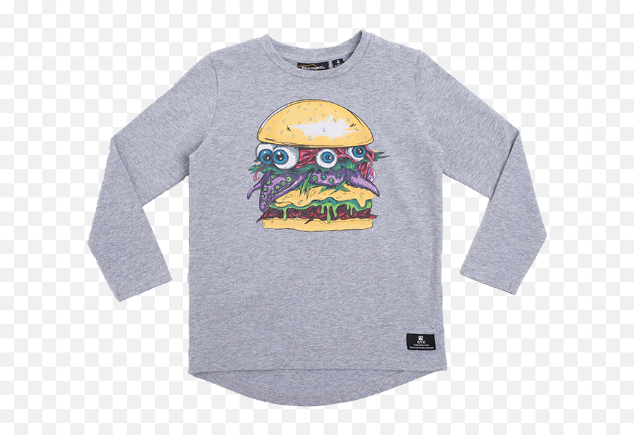 Rock Your Kid Monster Burger T - Shirt Clothingboyboys Long Sleeve Emoji,Biys Graphic Emoji Long Sleeves
