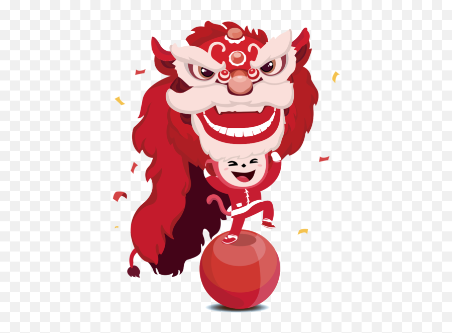 Lion Dance Chinese New Year Cartoon Smile For New Year - Fictional Character Emoji,Clown Xmas Tree Clock Emojis