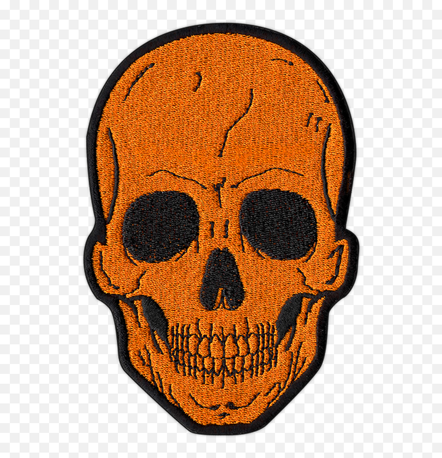 Large Orange Skull Patch - Skull Patch Emoji,Skull & Acrossbones Emoticon