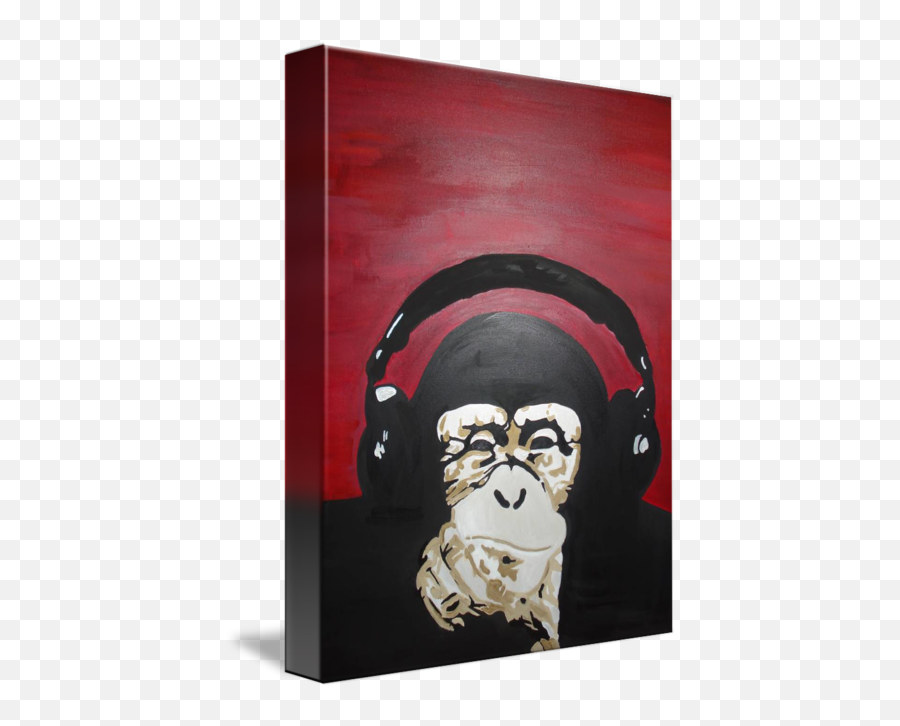 Monkey With The Headphones Charlie By Jamie Obando - Monkey Emoji,Monkey Emotion Pictures