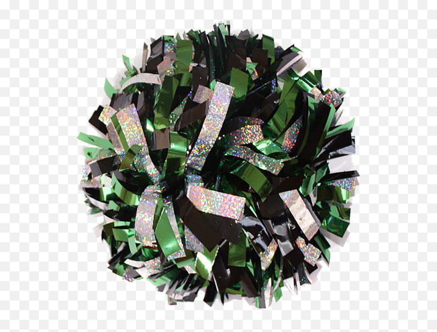 Metallic Holographic Silver Metallic Kelly Green And Metallic Black 6 Pom I Love Cheer Emoji,Dancing Pom Poms Emoticon