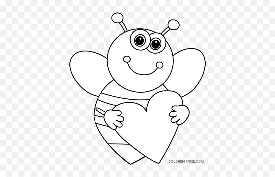 Black And White Bee Coloring Pages Cute Bee Black And - Bee Coloring Pages Bee Printable Emoji,Cute Emoji Coloring Pages