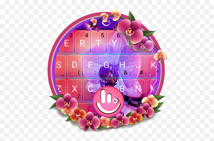 Pink Orchid Flower Garden Keybaord - Hair Talk Emoji,Touchpal Emoji