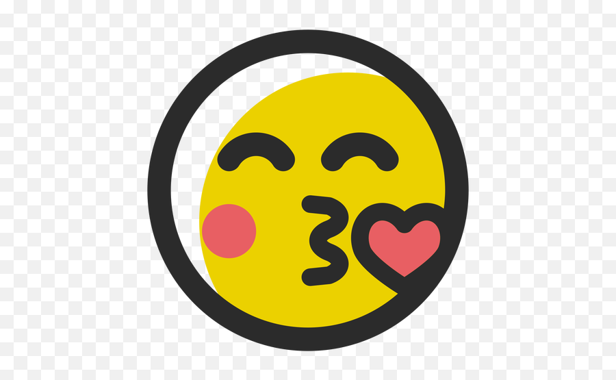 Kissing Heart Colored Stroke Emoticon - Dot Emoji,Kissing Emoticons