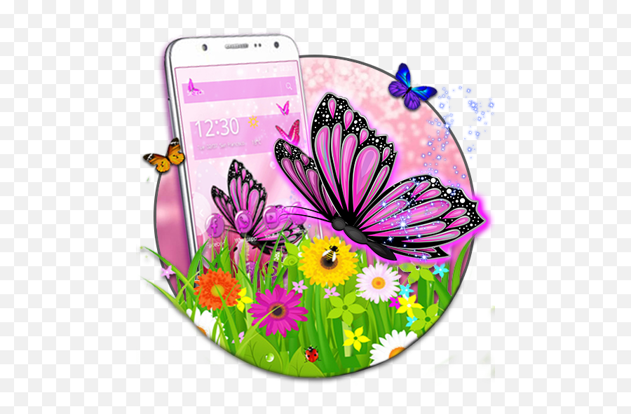 Amazoncom Pink Purple Butterfly Flower 2d Theme Appstore - Pink And Purple Butterfly And Flower Png Emoji,Purple Flower Emoji