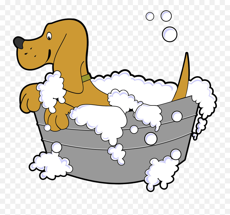 Dog Taking A Bath Clipart - Transparent Dog Bath Clipart Emoji,Emoji Dog Ball