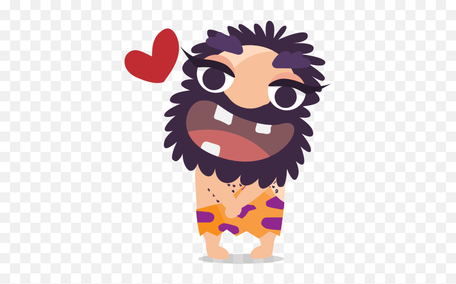 Cave Man Emoticon Emoji Sticker In Love Free Icon Of - Cave Emoji,In Love Emoji