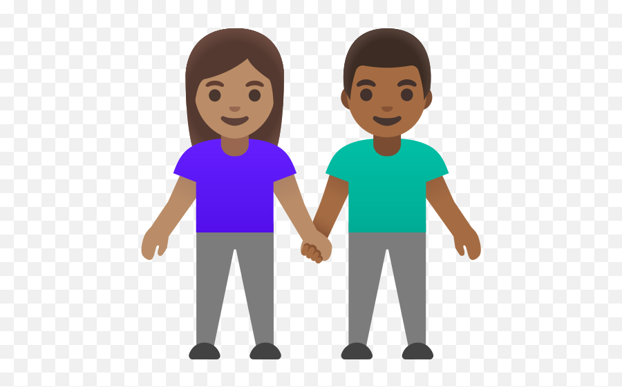 U200du200d Mujer Y Hombre De La Mano Tono De Piel Medio Y - Dark And Light Skin Clipart Emoji,Emojis Babeando De Amor