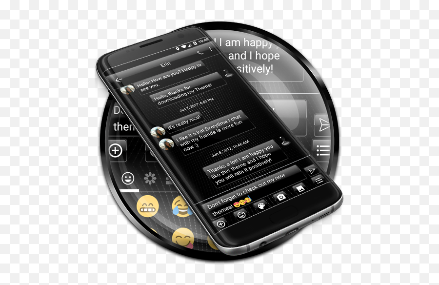 Sms Messages Dusk Black Theme For Android - Download Cafe Technology Applications Emoji,Kk Emoji Keyboard Themes