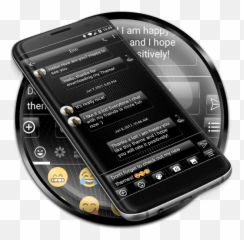 Sms Messages Dusk Black Theme For Android - Download Cafe Technology Applications Emoji,Kk Emoji Keyboard Themes