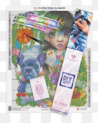 A Hawaiian Girl And Her Dog U2013 Diamond Art Club Emoji,Abstract Pug Emotion