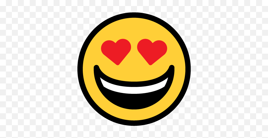 Justemoji - Contrast Happy,Emoji Smiley Face With Heart Eyes