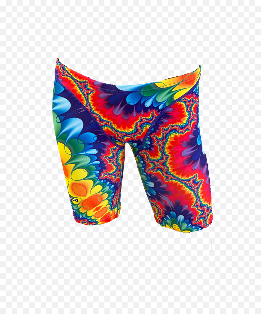 Splitz Jammer Swim Shorts In Rainbow Psychodelic Swirls - Horizontal Emoji,Shorts Emoji