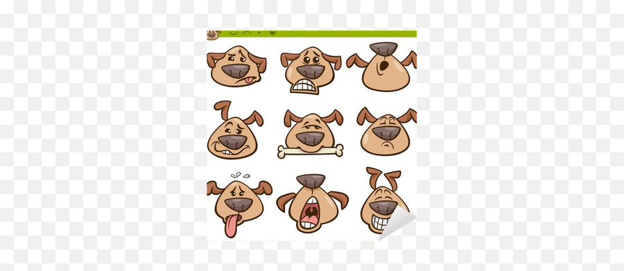 Dog Emoticons Cartoon Illustration Set - Dog Mouth Animated Emoji,Cartoon Animal Emoticons