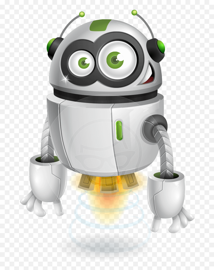 Flying Robot Cartoon Vector Character - Vector Character Robot Cartoon Emoji,Robot Emotions Disk Anger