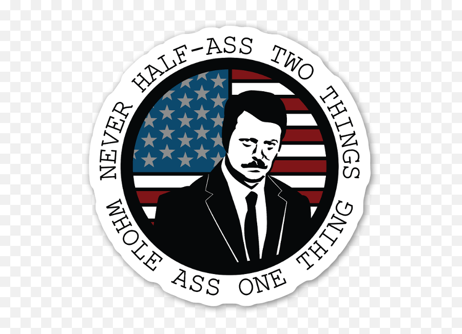 Die Cut Ron Swanson Sticker - Suit Separate Emoji,Ron Swanson Not Good Emotions