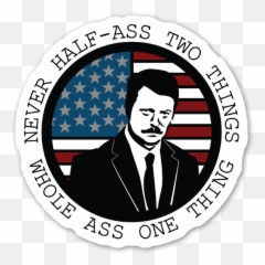Die Cut Ron Swanson Sticker - Suit Separate Emoji,Ron Swanson Not Good Emotions