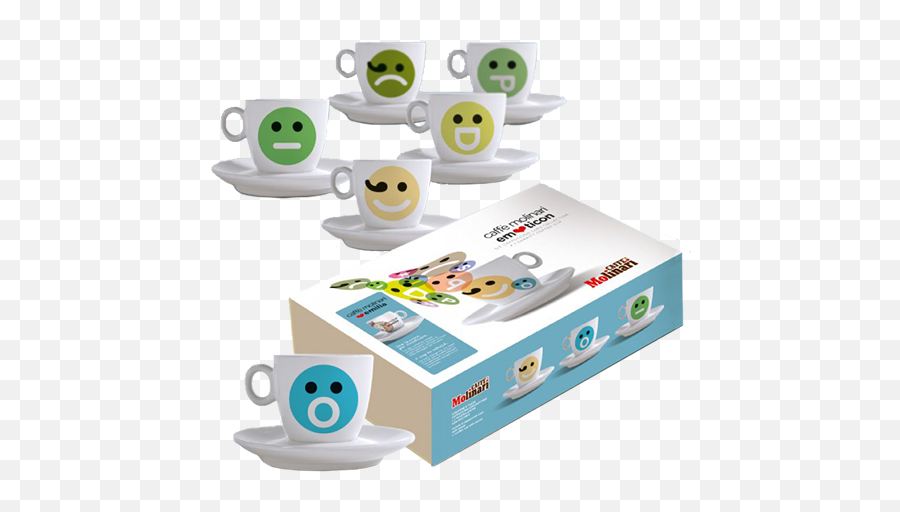 Molinari Emoticons Cappuccino Cups Inc Saucer 6pcs - Serveware Emoji,Coffeecup Emoticon