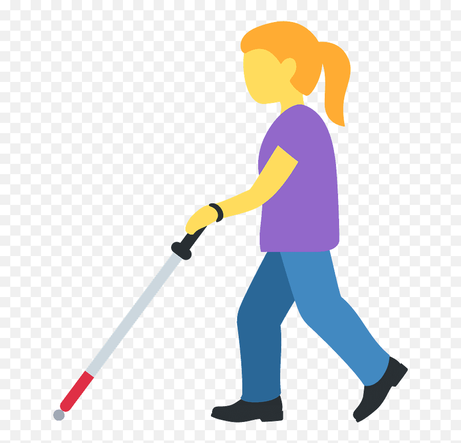 Woman With White Cane Emoji Clipart Free Download - Blind Woman Emoji,Phone Emojis Female
