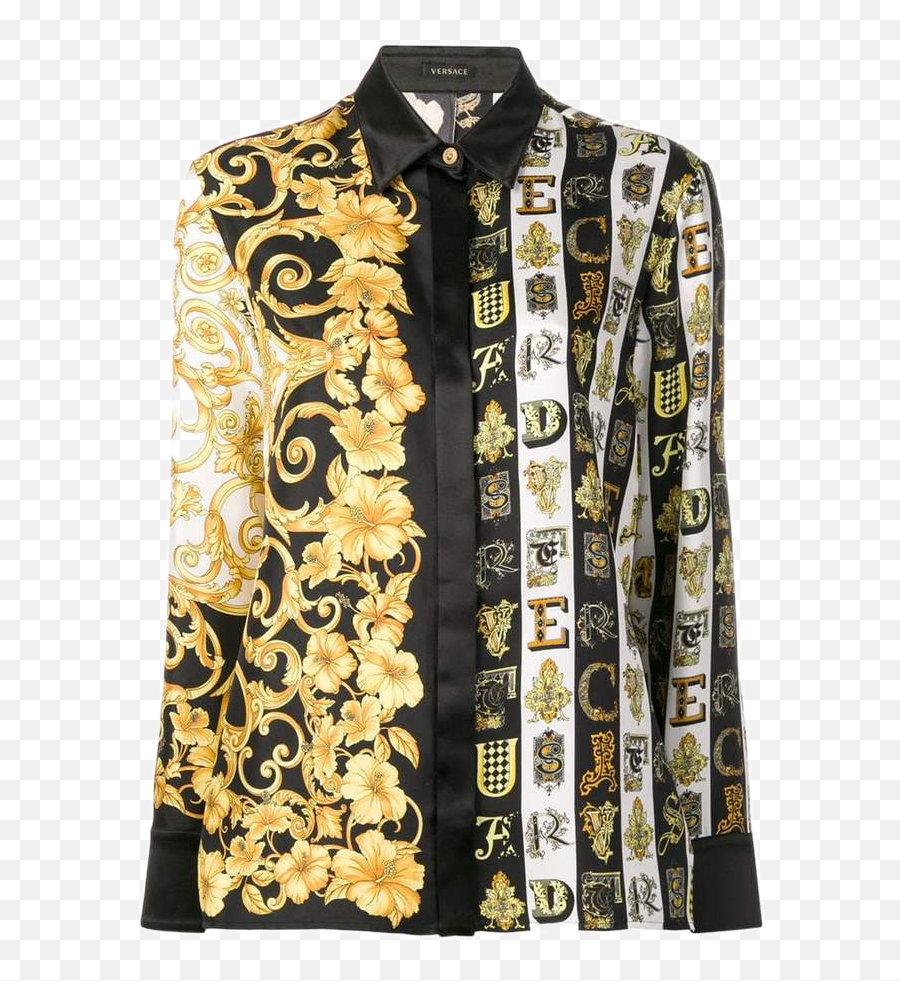 Printed Shirts Versace Fashion Wallpaper - Versace Blouse With Printed Letters Emoji,Versace Emoji Shirt