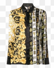 Printed Shirts Versace Fashion Wallpaper - Versace Blouse With Printed Letters Emoji,Versace Emoji Shirt
