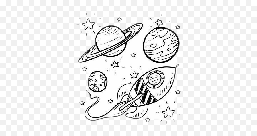 Sticker Dibujo Nave Espacio De De - Space Science Drawing Emoji,Dibujos De Emojis Blanco Y Negro