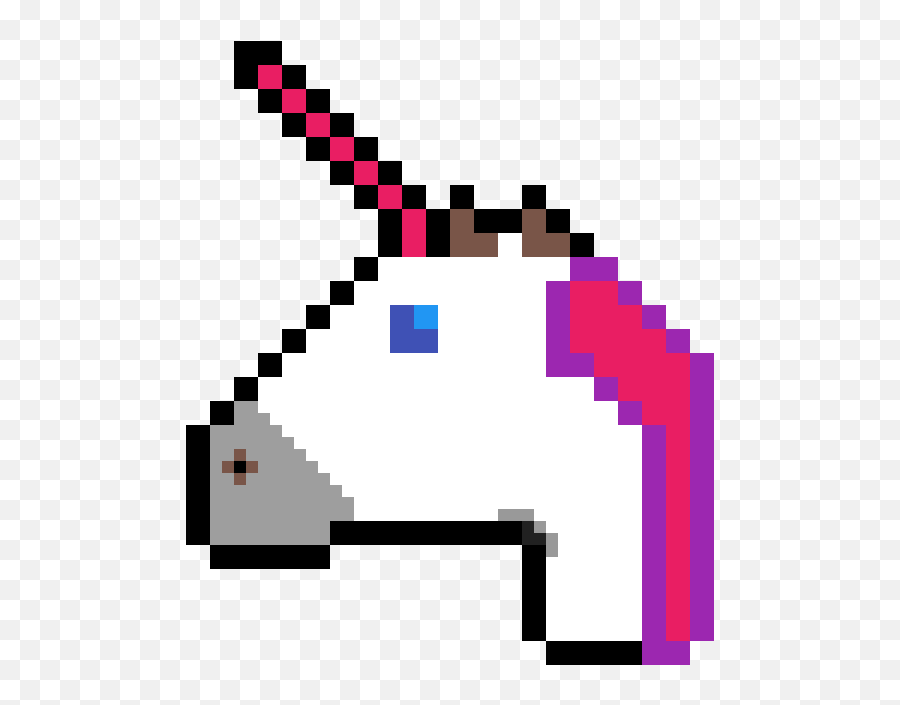 Unicorn Head - Pixel Art Unicorn Emoji Clipart Full Size Minecraft Evangelion Pixel Art,Emoji Pixel Art