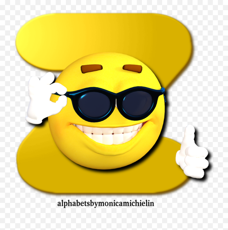 Yellow Smile Sunglasses Alphabet Emoji - Transparent Cool Emoji Png,Z Emoticon