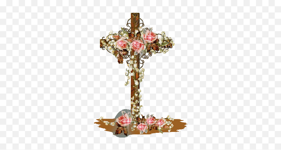 Pin - Roses And Cross Gif Emoji,Christian Cross Emoticon