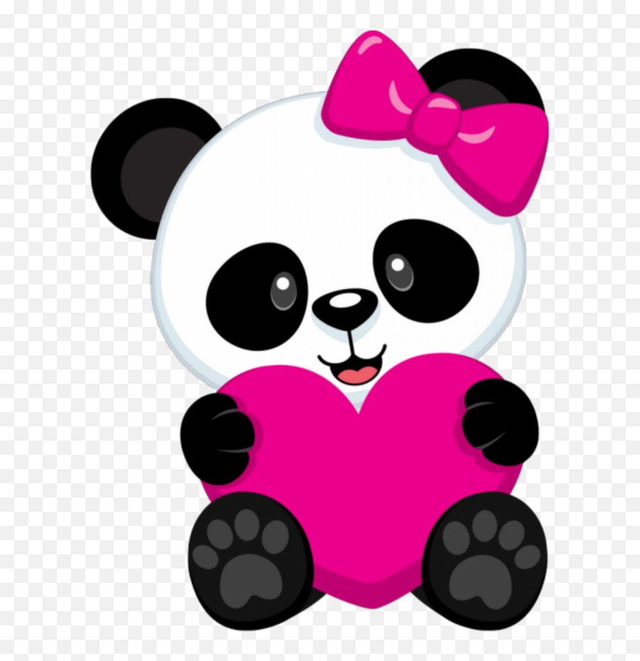 Download Cute Panda Png Clip Art Black - Cute Pink Panda Emoji,Panda Emoji Facebook