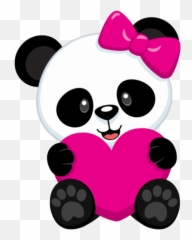 Download Cute Panda Png Clip Art Black - Cute Pink Panda Emoji,Panda Emoji Facebook