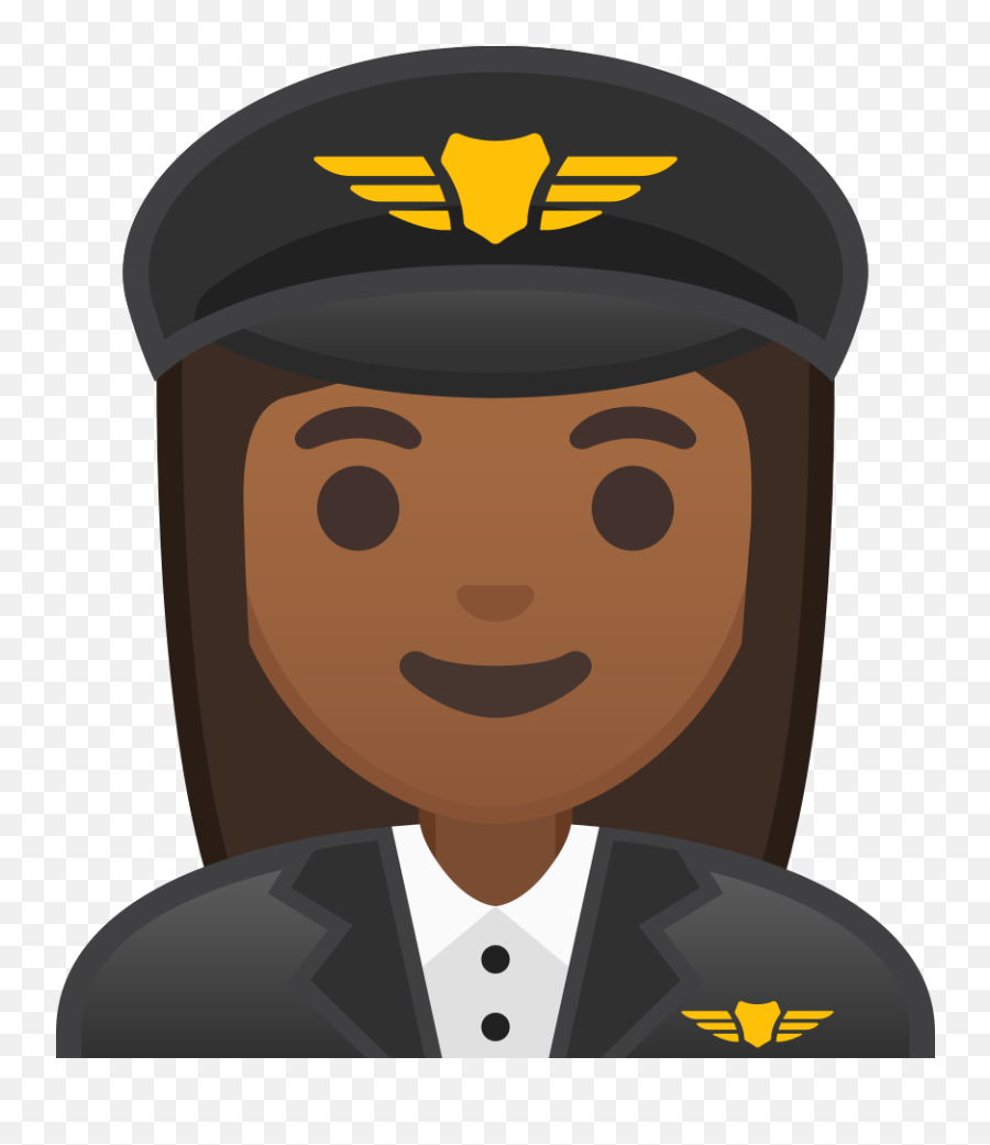 Woman Pilot Medium Dark Skin Tone Icon Noto Emoji People - Pilot Clipart Transparent Background,Captain Emoji