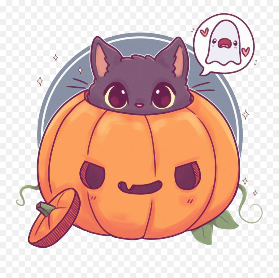 Cat Jackolantern Sticker Sticker By Pollenandash - Cute Jack O Lantern Drawing Emoji,Jackolantern Emoji