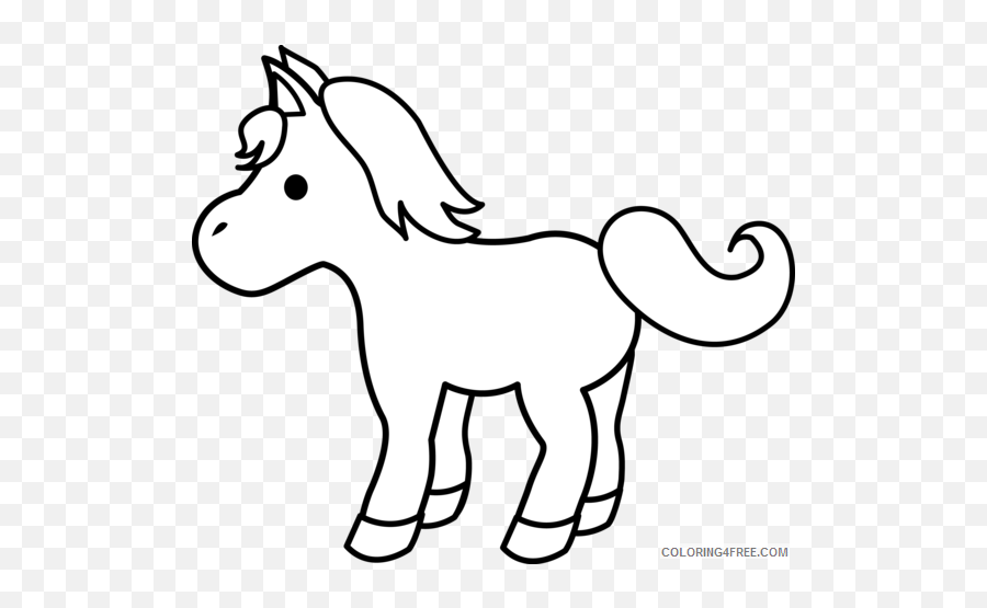 Pony Coloring Pages Pony 71 Png Printable Coloring4free - Horse Png Cartoon Black And White Emoji,Emoji Crown Coloring Pages