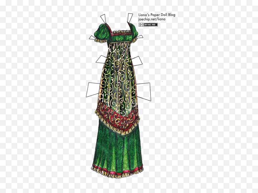 2010 Lianau0027s Paper Dolls Page 2 - Forest Green With Gold Dress Emoji,Emotions Cloth Doll