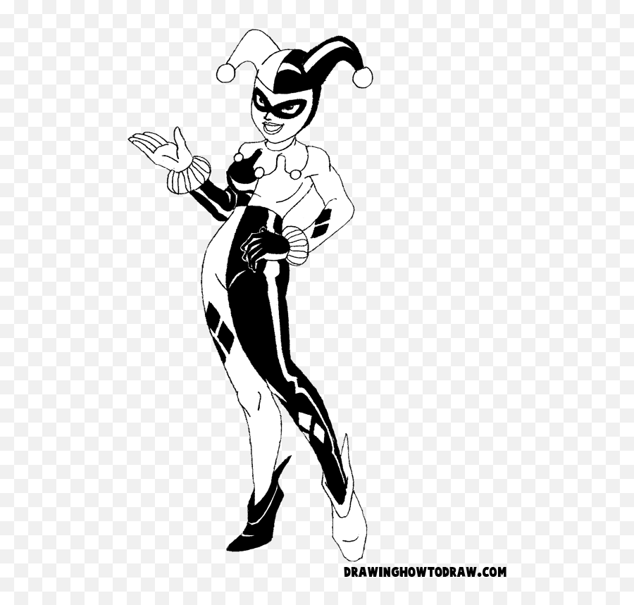 How To Draw Harley Quinn From Batman Comics With Drawing - Drawing Harley Quinn Coloring Book Emoji,Batman Symbol Emoji