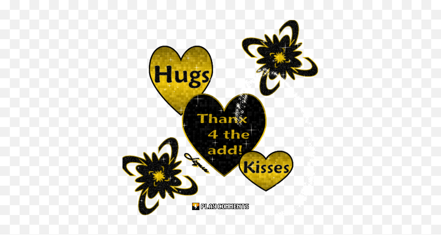 Hugs And Kisses Comments For Your Page - Thanks For The Add Emoji,Hugging Emoticon Gif