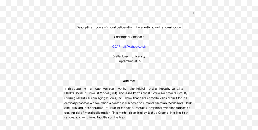 Pdf Descriptive Models Of Moral Deliberation The Emotivist - Document Emoji,