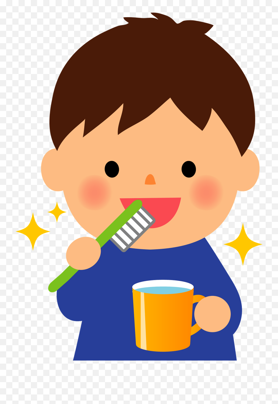 Boy With Toothbrush And Cup Clipart Free Download - Batang Nag Toothbrush Drawing Emoji,Brushing Teeth Emoticon