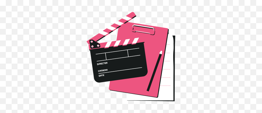 Movie Clapper Board Folder With Clip And Pencil Emoji,Clapboard Emoji