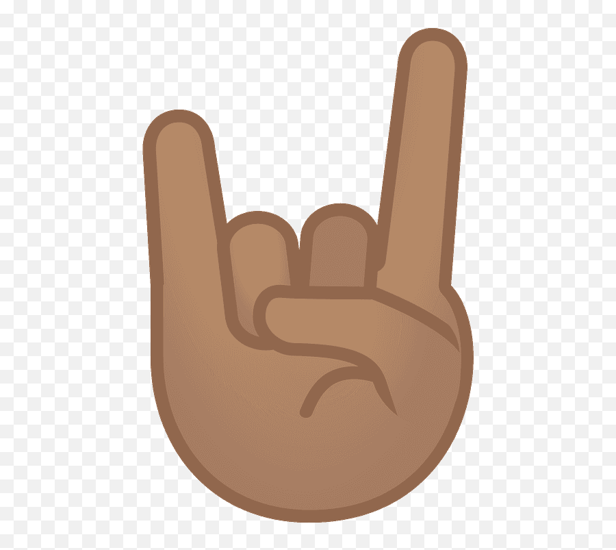The Horns Emoji With Medium Skin Tone - Rock On Hand Emoji,Rock Emoji