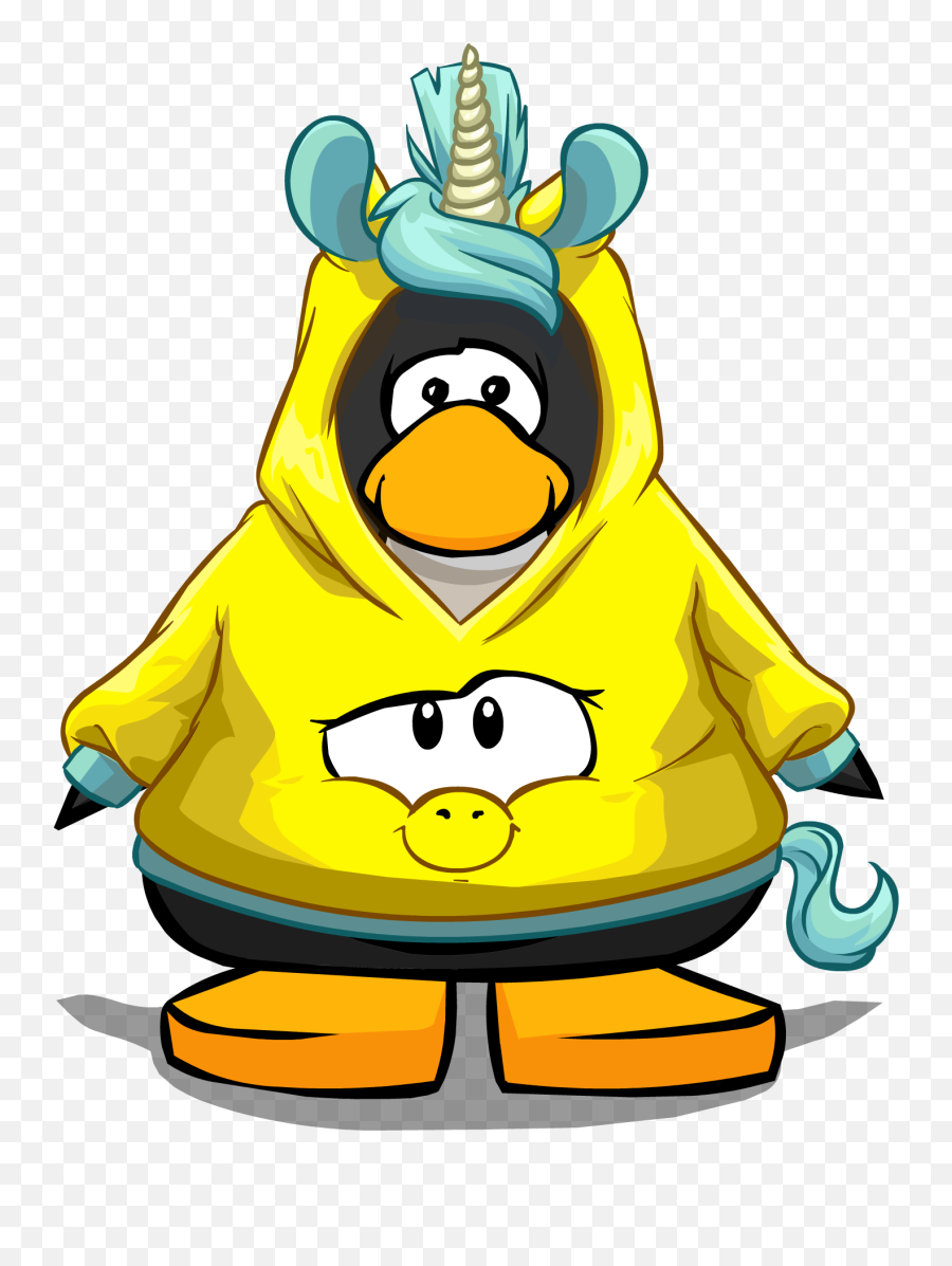 Yellow Unicorn Hoodie Club Penguin Wiki Fandom - Club Penguin Lighthouse Shirt Emoji,Unicorn Emoji Hat